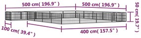 vidaXL Παρκοκρέβατο Σκύλου 20 Πάνελ Μαύρο 100x50εκ Ατσάλι Βαφή Πούδρας