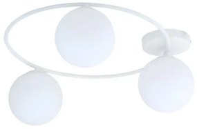 Φωτιστικό Οροφής 3xE14 Ατσάλι-Γυαλί Λευκό SOPRA Made in Poland Emibig-1258/3-Λευκό 1258/3