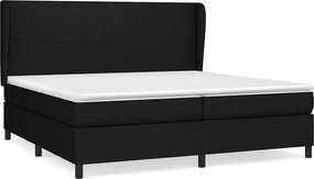 vidaXL Κρεβάτι Boxspring με Στρώμα Μαύρο 200x200 εκ. Υφασμάτινο