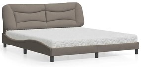 vidaXL Κρεβάτι με Στρώμα Hvar Taupe 180x200 εκ. Υφασμάτινο
