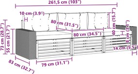 vidaXL Σειρά Καναπέ Εξωτερικού 3 pcs Φυσικό και Κρέμα Πολυεστέρας