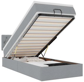 Οθωμανικό κρεβάτι με στρώμα ανοιχτό γκρι 90x190cm ύφασμα 3311504