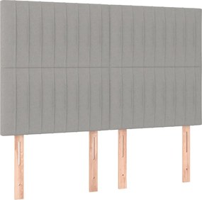 vidaXL Κρεβάτι Boxspring με Στρώμα &amp; LED Αν.Γκρι 140x200εκ. Υφασμάτινο