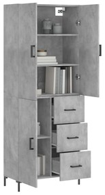 vidaXL Ντουλάπι Γκρι Σκυροδέματος 69,5x34x180 εκ. Επεξεργασμένο Ξύλο