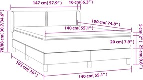 vidaXL Κρεβάτι Boxspring με Στρώμα Μπλε 140x190 εκ. Υφασμάτινο