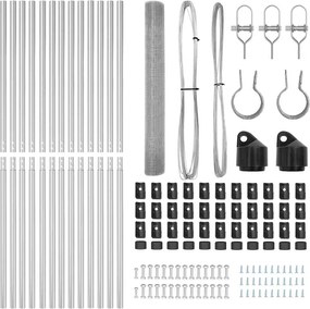 vidaXL Στύλος Περιφράξεων Ασημί 25 x 1 μ (16 x 16 mm δίχτυ) Ατσάλι