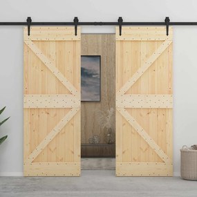 vidaXL Συρόμενη Πόρτα 2 pcs 80 x 210 cm Μασίφ Ξύλο Πεύκου
