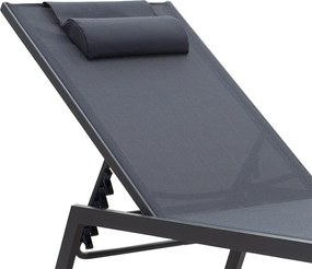 Ξαπλώστρα Kiara pakoworld αλουμίνιο-textilene ανθρακί στοιβαζόμενη