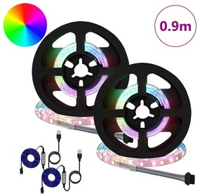 vidaXL Λωρίδα LED 2 pcs Μαύρο και Διαφανές 450 χλστ