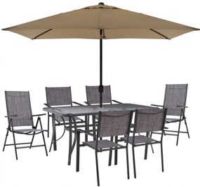 ΣΕΤ ΤΡΑΠΕΖΑΡΙΑ ΤΡΑΠΕΖΙ ΜΕ ΟΜΠΡΕΛΑ ΜΟΚΑ & ΠΟΛΥΘΡΟΝΕΣ TEXTILINE & 7ΘΕΣΕΩΝ ΓΚΡΙ FB911483 9997911