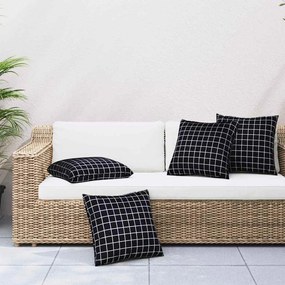 vidaXL Διασκορπισμένα Μαξιλάρια Καρό 4 pcs Μαύρη Καρώ 50 x 50 cm