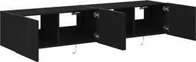 vidaXL Ντουλάπι Τηλεόρασης Τοίχου 2 pcs Μαύρη Οξυά Επεξεργασμένο Ξύλο