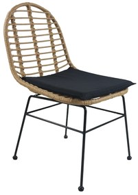 Καρέκλα Κήπου ArteLibre ACCIUS Φυσικό/Μαύρο Μέταλλο/Rattan 49x56x84cm Arte-14510017