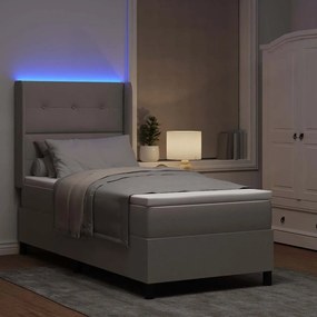 vidaXL LED Κρεβάτι με βάθρο με στρώμα Taupe 90 x 190 cm ύφασμα