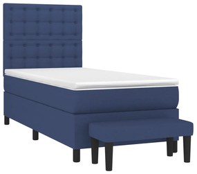 vidaXL Κρεβάτι Boxspring με Στρώμα Μπλε 100 x 200 εκ. Υφασμάτινο