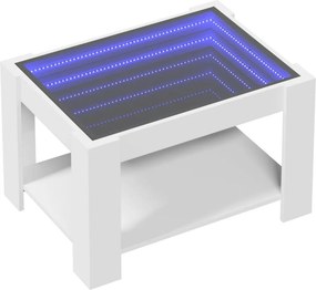 vidaXL Τραπεζάκι Σαλονιού με LED Λευκό 73x53x45 εκ. Επεξεργασμένο Ξύλο