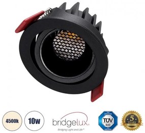 Χωνευτό Σποτ Downlight LED TrimLess 10W Κινούμενο-Μαύρο Φυσικό 4500K LEO-R 60286 Globostar 60286 Μαύρο