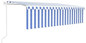 Τέντα Αυτόματη με Σκίαστρο/LED/Αισθ. Ανέμου Μπλε/Λευκό 5 x 3 μ. - Μπλε