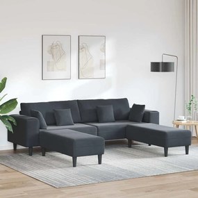 vidaXL Βελούδινος καναπές 3 pcs Σκούρο Γκρι 208 εκ. Βελούδο