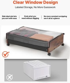 VEVOR Under Bed Storage with Wheels 25.6x18.1x7.1 In Rolling Storage Bags 2 Pack