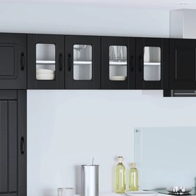 vidaXL Ραφιέρα τοίχου PORTO 2 pcs Μαύρο Επεξεργασμένο Ξύλο