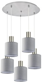 SE21-NM-4-5NM-SH2 ADEPT TUBE Nickel Matt Pendant Grey Fabric Shade+