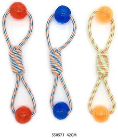 Παιχνίδι σκύλου σχοινί με μπάλα TPR - 42cm - 12pcs - 550571