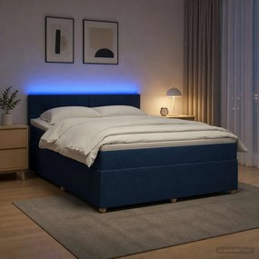vidaXL Κρεβάτι box spring με στρώμα Μπλε 180 x 200 cm Ύφασμα