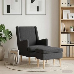 vidaXL Πολυθρόνα με Σκαμπό 2 τμχ. Σκούρο Γκρι Μπουκλέ