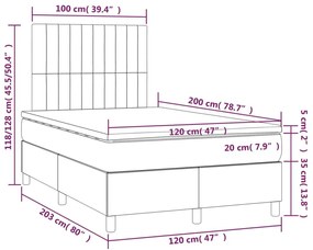 Κρεβάτι Boxspring με Στρώμα &amp; LED Ροζ 120x200 εκ. Βελούδινο - Ροζ