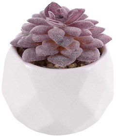 Τεχνητό Φυτό Σε Κασπώ Sedeveria 21005 Φ7x8cm Purple-White GloboStar Clay,Polyethylene