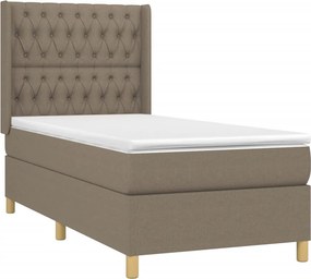 vidaXL Κρεβάτι Boxspring με Στρώμα Taupe 90x190 εκ.Υφασμάτινο