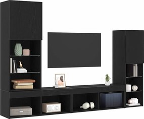 vidaXL Ντουλάπι TV 4 pcs Μαύρη δρυς Επεξεργασμένο ξύλο