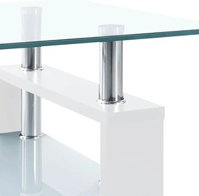 vidaXL Τραπεζάκι Σαλονιού Λευκό και Διαφανές 95x55x40 εκ. Ψημένο Γυαλί