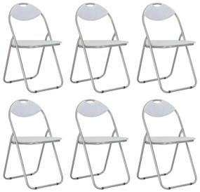 Καρέκλες Τραπεζαρίας Πτυσσόμενες 6 τεμ. Λευκές Συνθετικό Δέρμα - Λευκό