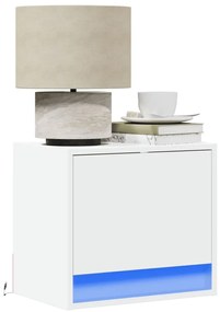 vidaXL Κομοδίνο Επιτοίχιο με Φώτα LED Λευκό