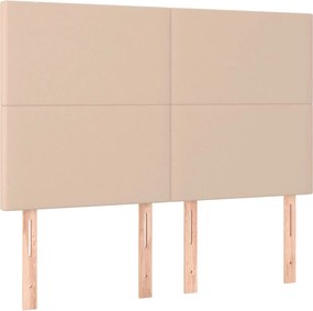 vidaXL Κρεβάτι Boxspring Στρώμα&amp;LED Καπουτσίνο 140x190 εκ. Συνθ. Δέρμα