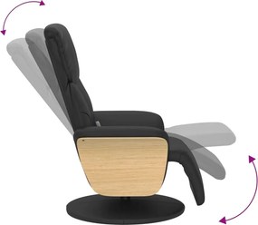 vidaXL Πολυθρόνα Μασάζ Ανακλινόμενη με Υποπόδιο Μαύρη Συνθετικό Δέρμα