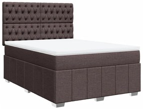VidaXL Κρεβάτι Boxspring με Στρώμα Σκούρο Καφέ 140x200 εκ Υφασμάτινο