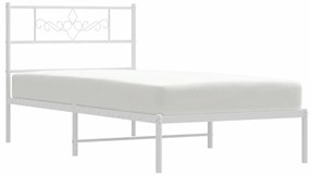 vidaXL Πλαίσιο Κρεβατιού με Κεφαλάρι Λευκό 100x190 εκ. Μεταλλικό