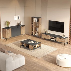 Σύνθεση Σαλονιού 4τμχ -  Rl6 - Χρώμα Πεύκο Ανθρακί