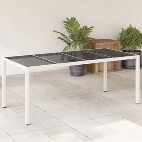 Τραπέζι Κήπου με Γυάλινη Επιφάνεια Λευκό 190x90x75 εκ Ρατάν - Λευκό