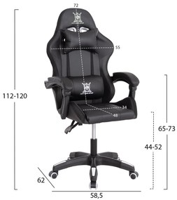 ΠΟΛΥΘΡΟΝΑ GAMING DARREN  ΜΑΥΡΟ-ΛΕΥΚΟ PVC &amp; NYLON 51x49x125Υεκ.