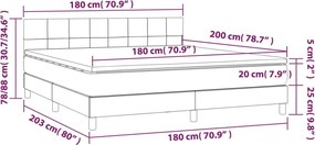 vidaXL Κρεβάτι Boxspring με Στρώμα Σκούρο Καφέ 180x200 εκ Υφασμάτινο