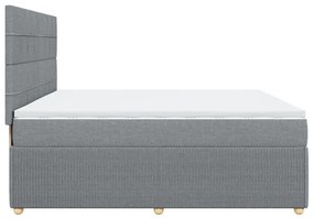 Κρεβάτι Boxspring με Στρώμα Ανοιχτό Γκρι 200x200 εκ. Υφασμάτινο - Γκρι