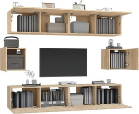 vidaXL Σετ Επίπλων Τηλεόρασης 6 Τεμαχίων Sonoma Δρυς Επεξ. Ξύλο