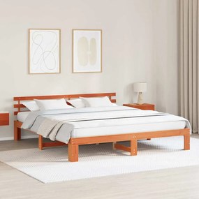 vidaXL Σκελετός Κρεβατιού Καφέ 200 x 200 cm Μασίφ ξύλο πεύκου
