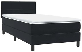 Κρεβάτι Boxspring με Στρώμα Μαύρο 90x220 εκ. Βελούδινο - Μαύρο