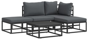 vidaXL Σετ Καναπέ Κήπου 5 pcs Μαύρο 70 x 70 x 32 εκ Αλουμίνιο