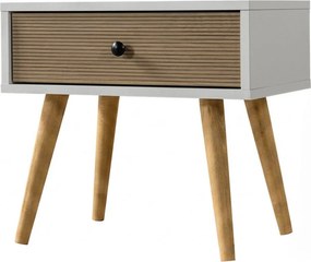 Κομοδίνο Λευκό / Καρυδί ROFLII 55x55x30